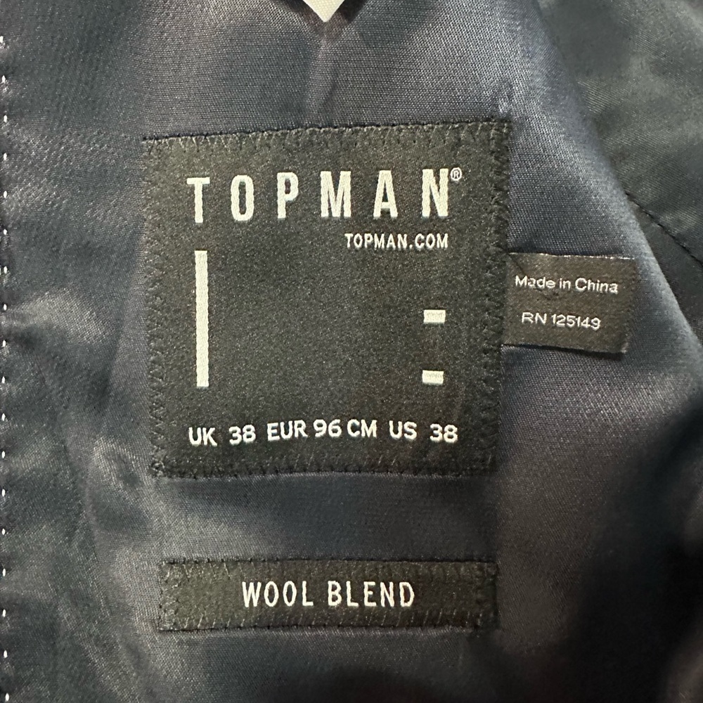 π΄οΈ Topman Grey Wool Blend Suit - Dark Blue Gray (USA 38,) π΄οΈ - Picture 9 of 15